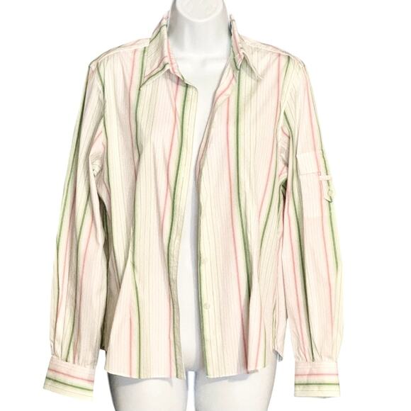 Vintage Starington Button Up Shirt Top Size 10 Long Sleeve Hipster Retro Striped - Picture 2 of 11